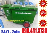 Thùng rác 660 lít composite 3 bánh đặc khuyến mãi cuối năm
